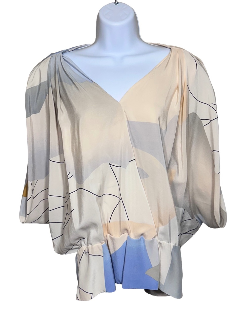 Diane von Furstenberg Silk Blouse Abstract Print Size 4